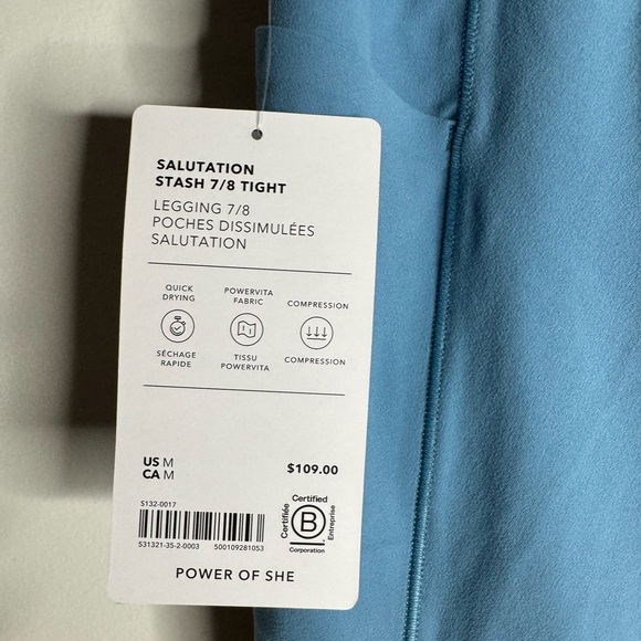 Salutation Stash 7/8 Shadow Blue Tight Legging Athletic 2023 MRSP $109 New NWT - Picture 4 of 9
